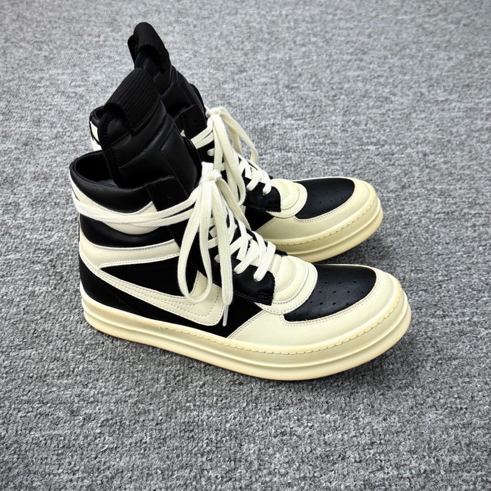 Stylish Black and Cream High-Top Sneakers